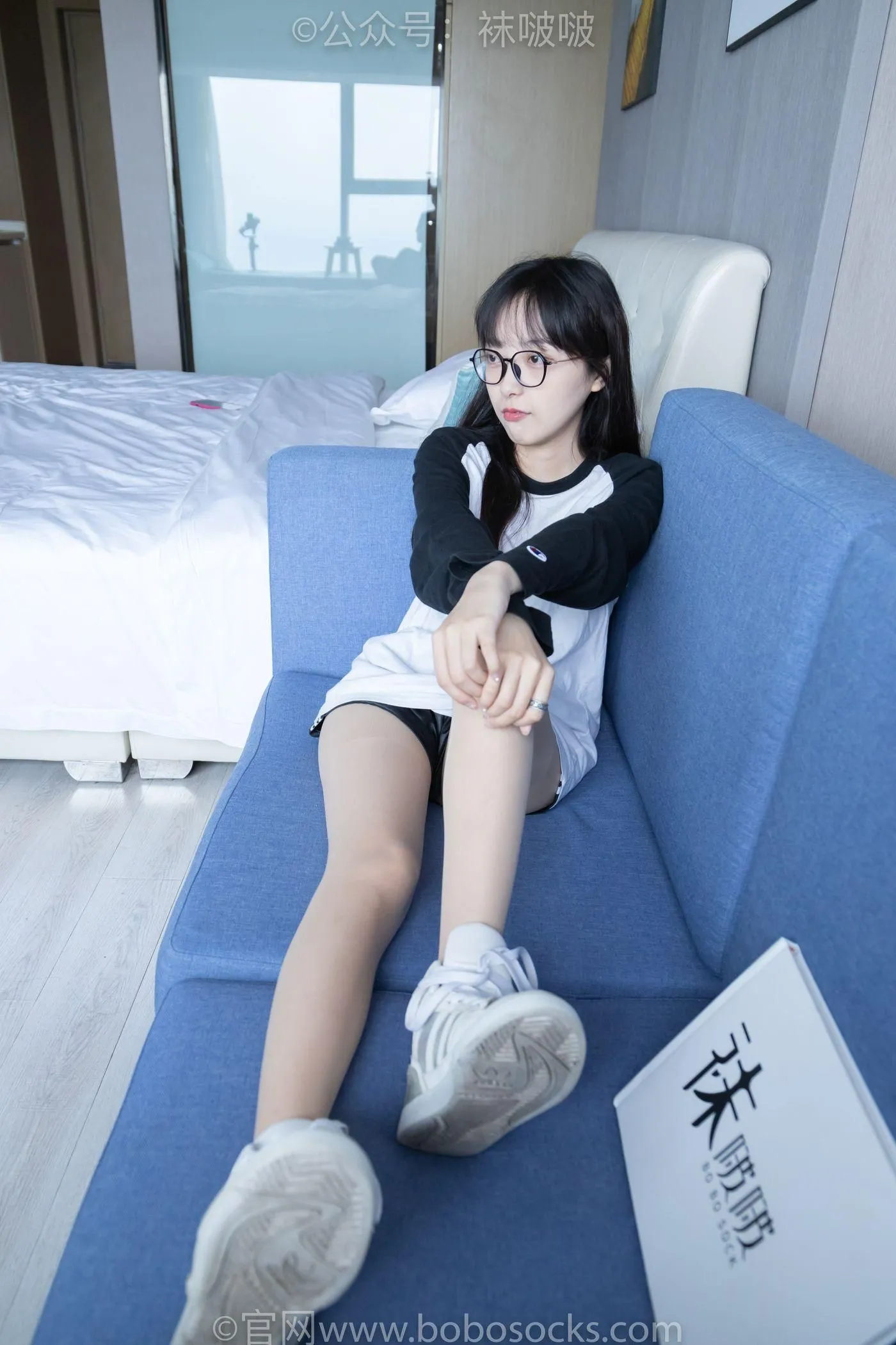 [BoBoSocks袜啵啵]NO.015 稚予-阿迪板鞋、白色短棉袜、肉丝 [135P]插图1